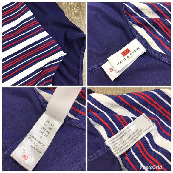 Marc & Andre One Piece Striped Swimsuit Blue Red White - Picture 8 of 8